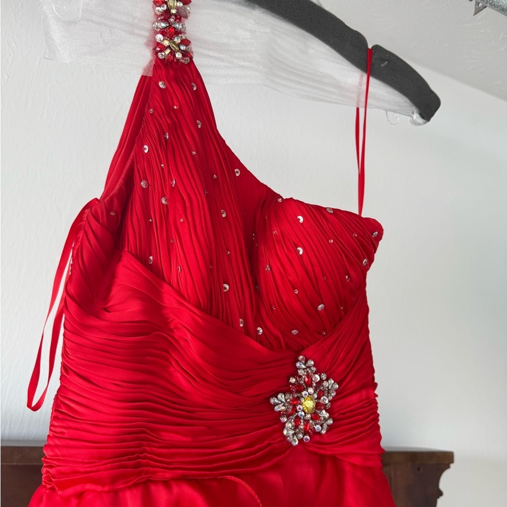 Mac Duggal Vibrant Red Couture Dress - Picture 2 of 5